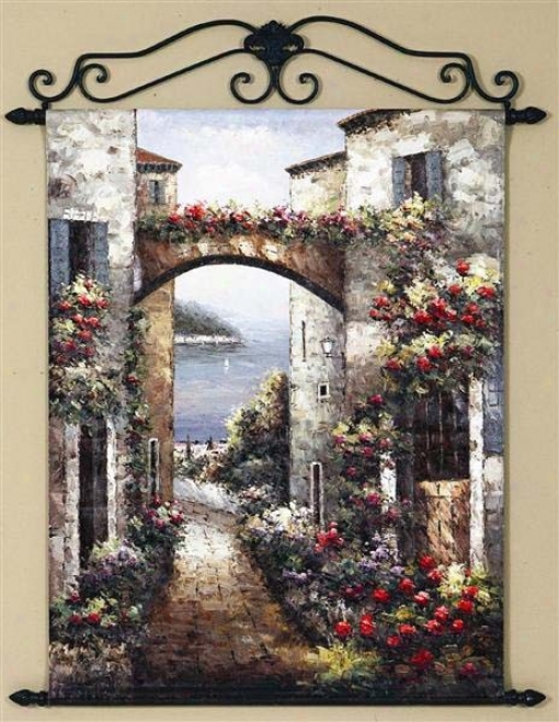 Hand Painted Oil Painting With Metal Frame In Floral Theme