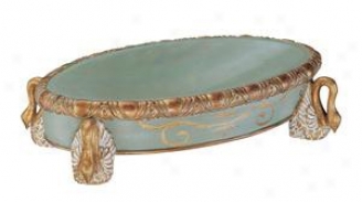 Hand Painted Porcelain Bowl In Golden Swan Pattern