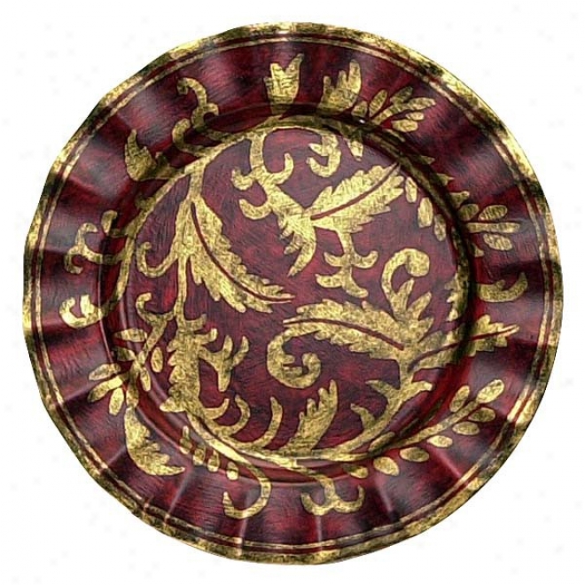 Mode of procedure Painted Porcelain Plate With Paisley Pattern In Red Finish
