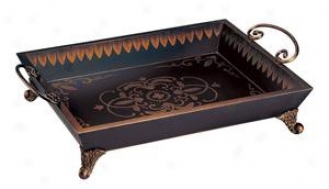 Hand Paibted Tray In Scrolling Vine Pattern - Mourning