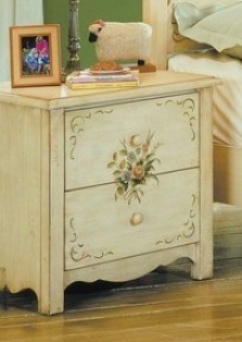 Hand-paintec Weathered Wash Finish Nightstand Bedside Table