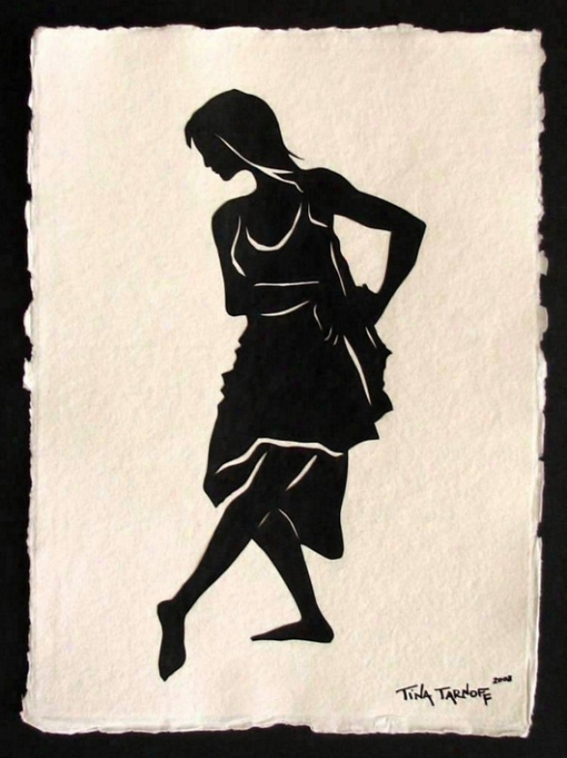 Handmade Papercut Art - Dancer Isadora Duncan Silhouette