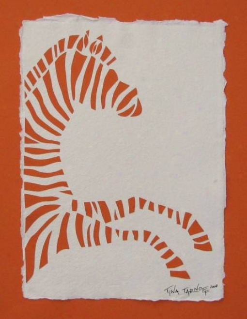 Handmade Papercut Art - I Dreamt I Was Riding A Orange Zebra