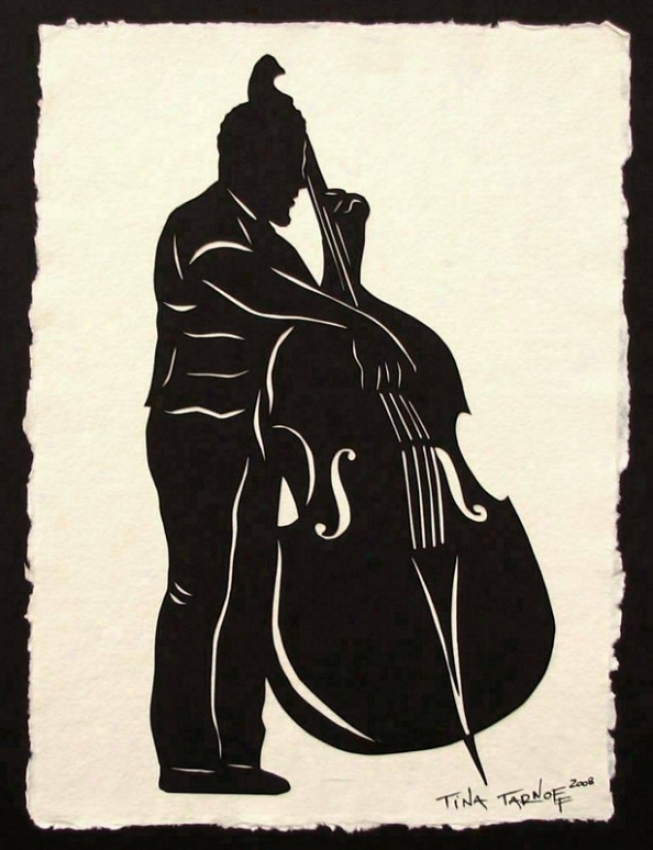 Handmade Papercut Art - Musician Charles Mingus Sihlouette