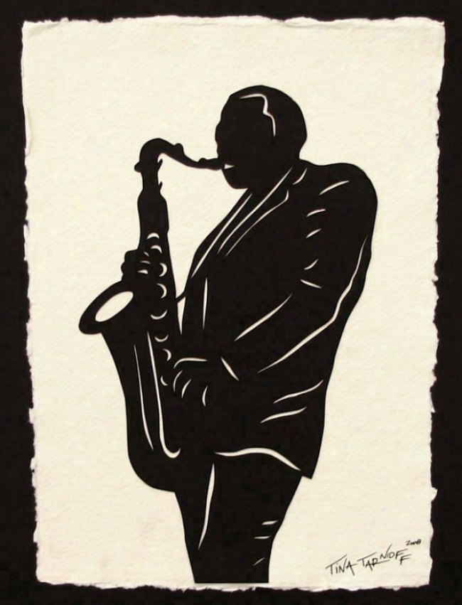 Handmade Papercut Art - Musician John Coltrane Silhouette