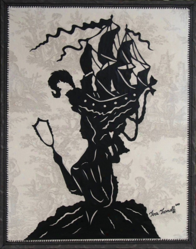 Handmade Papercut Art On Toile Fabric - Marie Antoinette On Large Scale