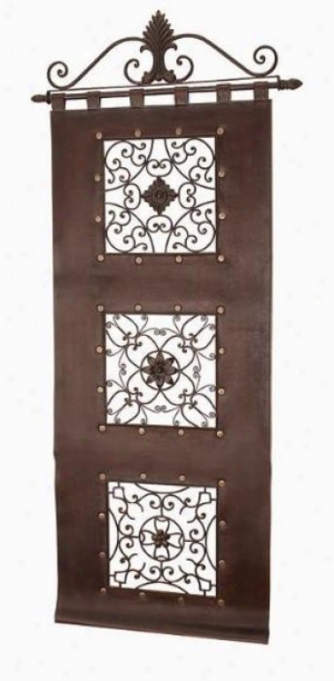 Hanging Wall Dcor By the side of 3 Metal Filigree Inserts In Brown Finish