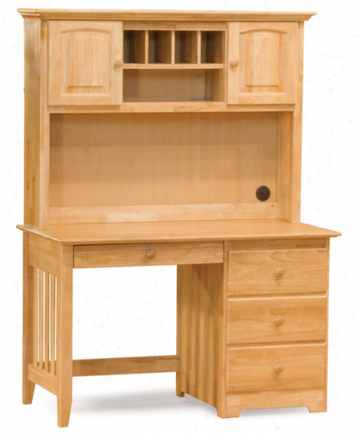 Hardwood Desk & Hutch Set Windsor Style Natural Mpale Finish