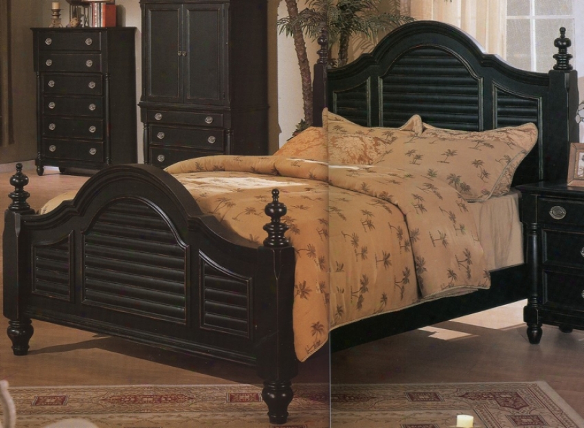 Heritage Collection Black Wokd Queen Size Bed