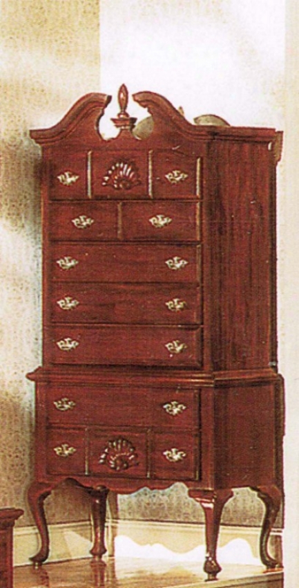 High Boy Chest With Queen Anne Style Legs Cherry Finish