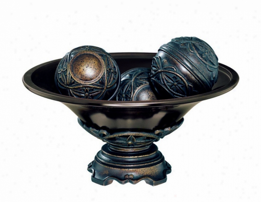 Home Accent Bowl And Spheres Set In Aged Bronze Finish