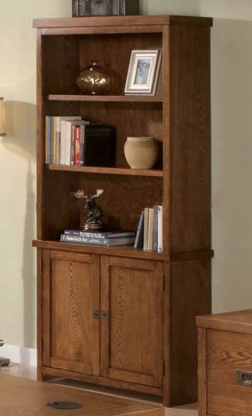 Home Office Bookcase With Sleek Lines In Oak Finish