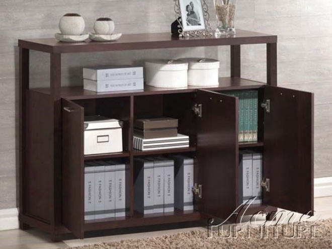 Home Office Cabinet With Doors In Chocolate Finish