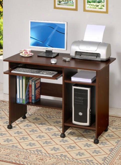 Home Office Computer Desk Contemporary Style In Dark Walnut