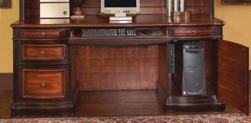 Home Office Computer Desk In Two Tone Warm Brown Finish