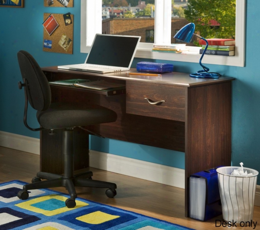 Home Office Computer Desk Transitional Style In Havana Brown Finish