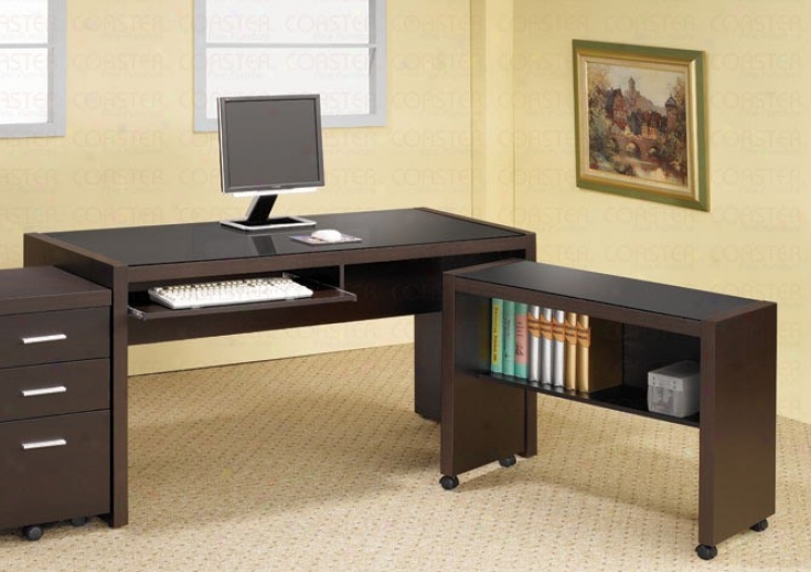 Hme Office Computer Desk With Cart In Cappuccino Finish