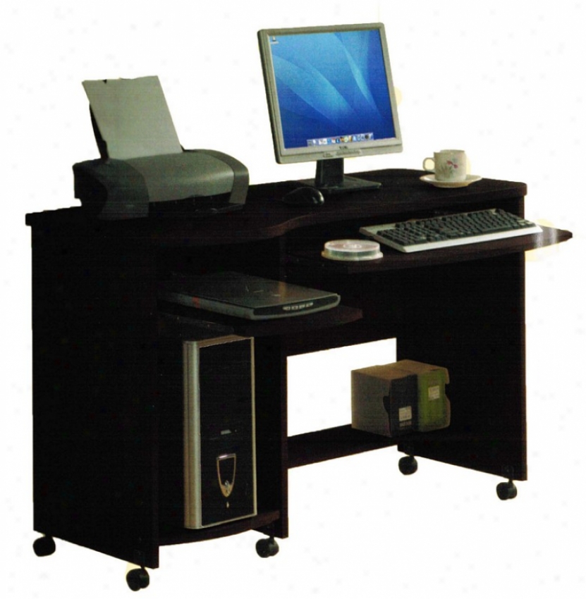 Home Office Computer Desk With Casters In Espresso Finish