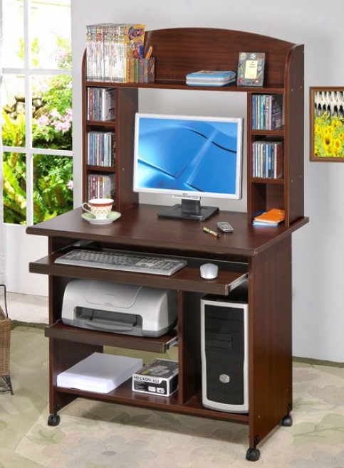 Hoe Office Computer Desk With Hutch In Dark Walnut Perfect