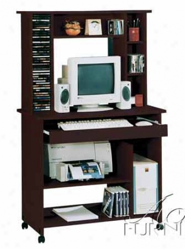 Home Charge Computer Desk With Hutch In Espresso Finish