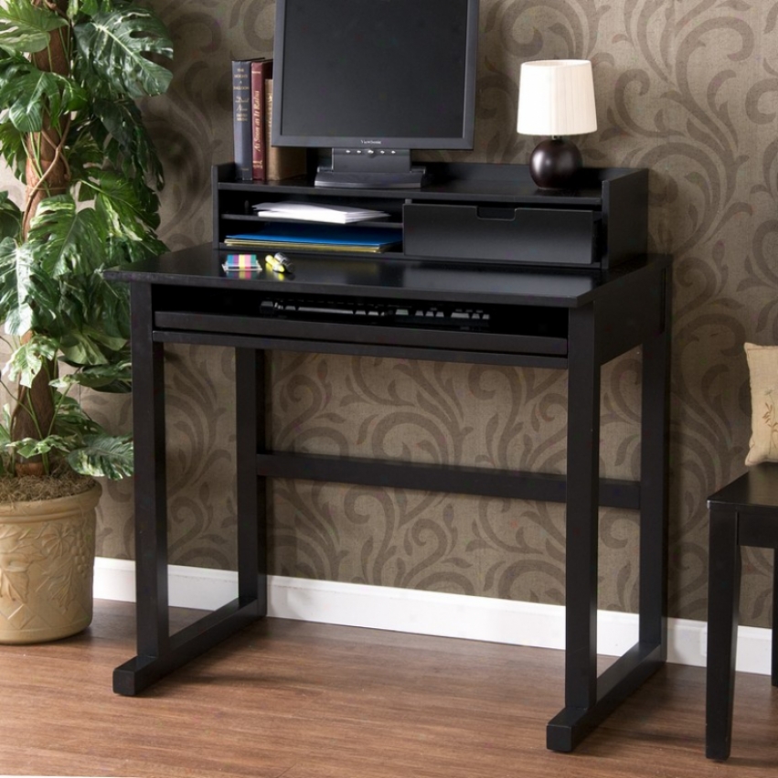 Home Office Computer Desk With Paper Shelf And Drawsr In Black