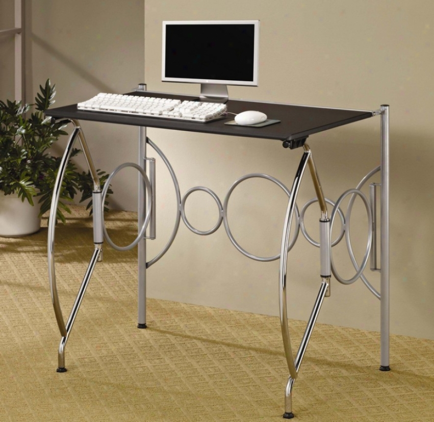Home Office Desk Fod Away Space Saving Desk In Chrome Silver And Black Finish
