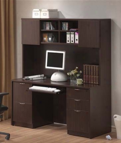 Home Office Desk With Hutch Mahogany Finish