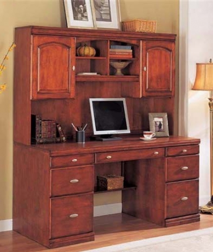 Home Office Desk With Hutch Maple Finish