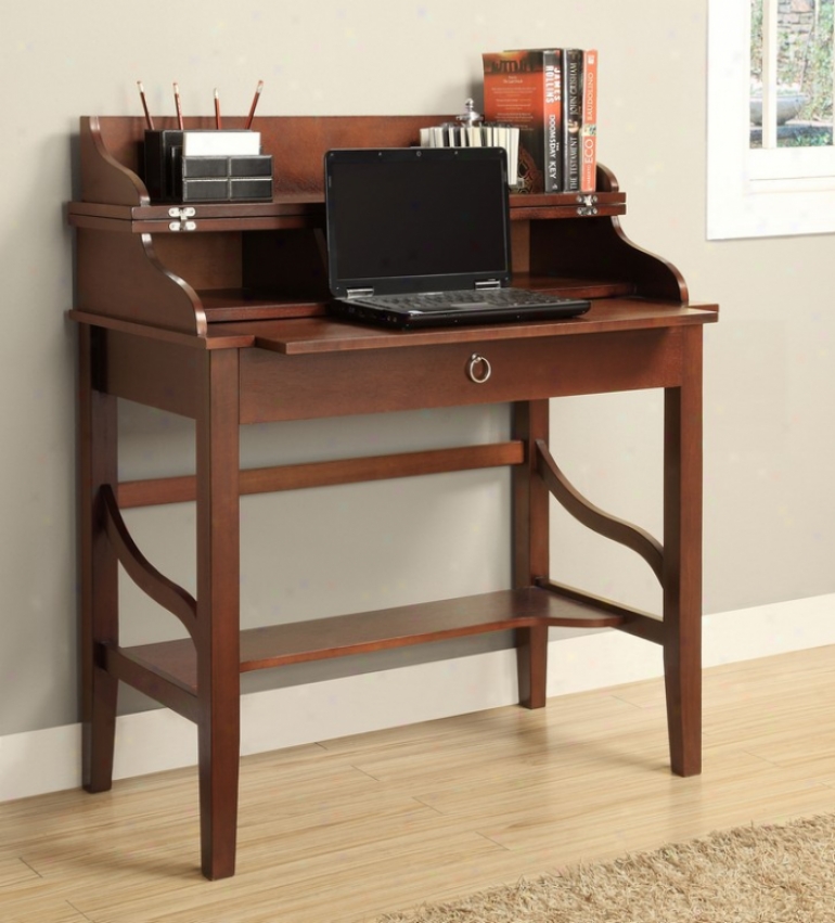 Home Station  Laptop Writing Desk With Lift Top In Cherry Finish