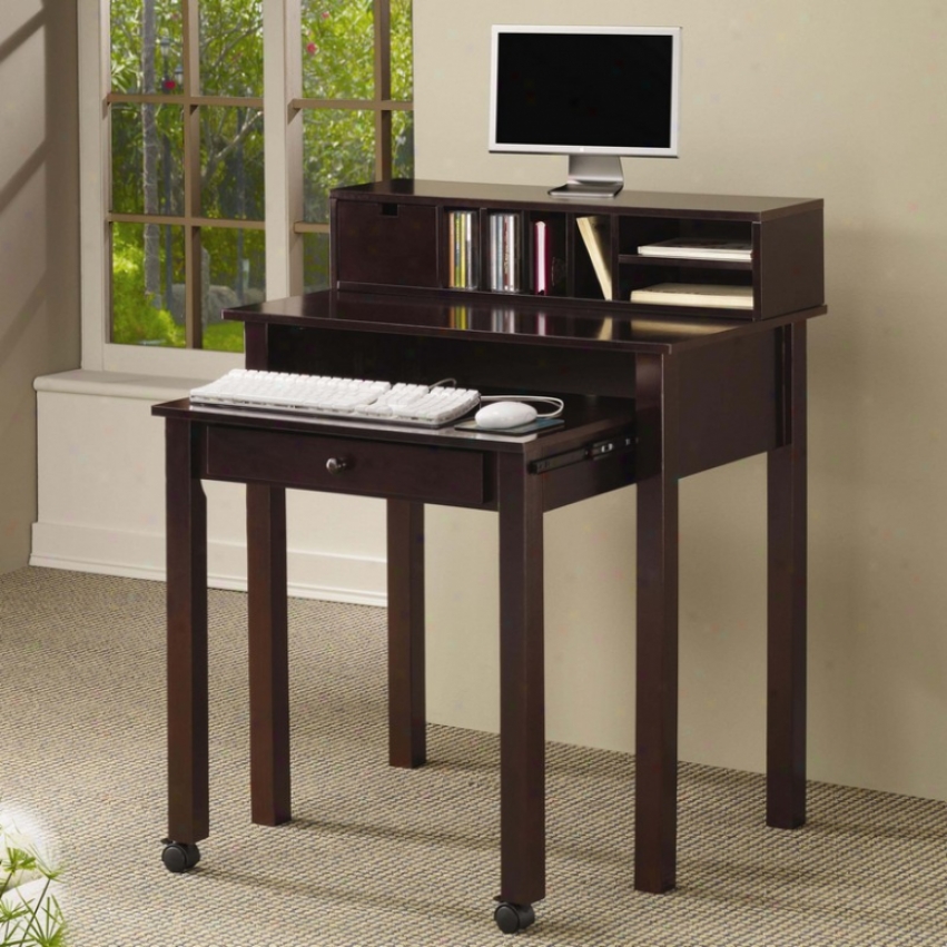 Home Office NestingC omputer Desk In Rich Cappuccino Finish