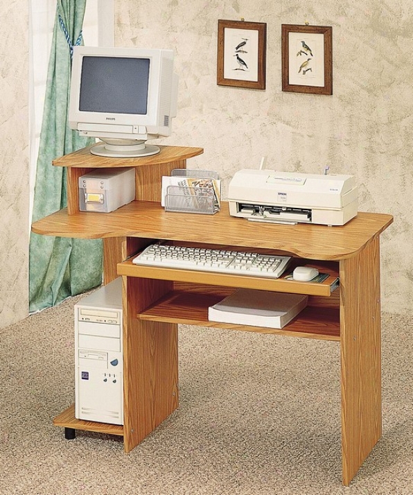 Home Office Oak Accomplish Computer Desk W/sliding Keyboard Tray + Tower Stand