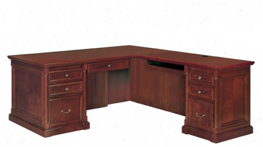 Home Office Right L-shaped Executory Desk In Bourbon Cherry Finish