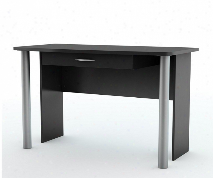 Home Office Writing Desk Contemporary Style In Solid Mourning Finish