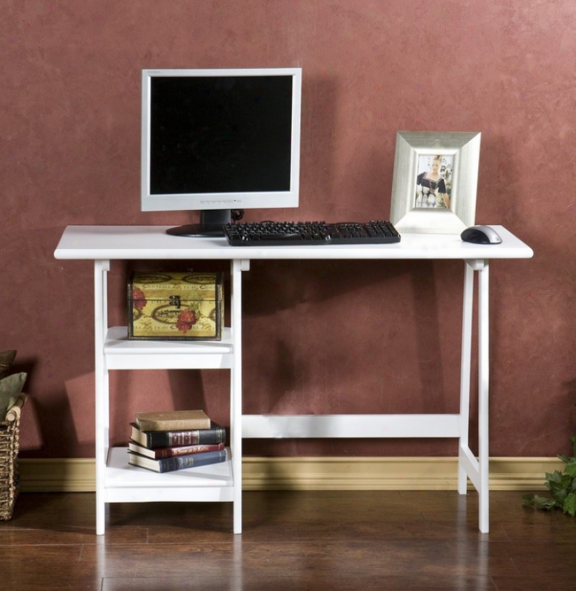 Home Office Writing Desk With Storage In Painted White Finish