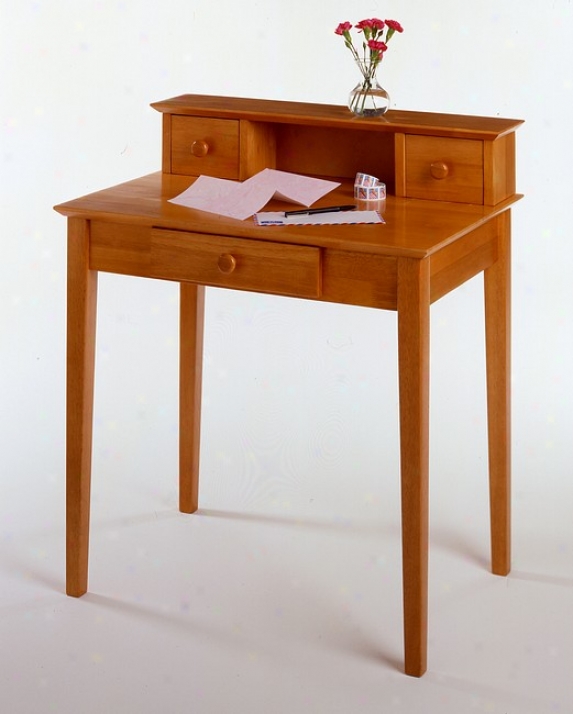 Honey Pine Finish Home Office Secretary Writing Desk