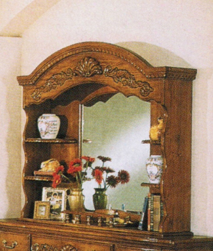 Hutch Mirror Traditional Style Brown Finish