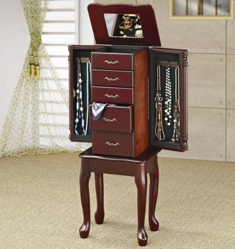 Jewelry Armoire Queen Anne Style Cherry Finidh