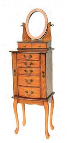 Jewelry Armoire Queen Anne Style Light Oak Finish