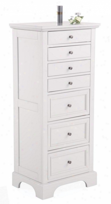 Jewelry Armoire With Chrome Handles In White Finish