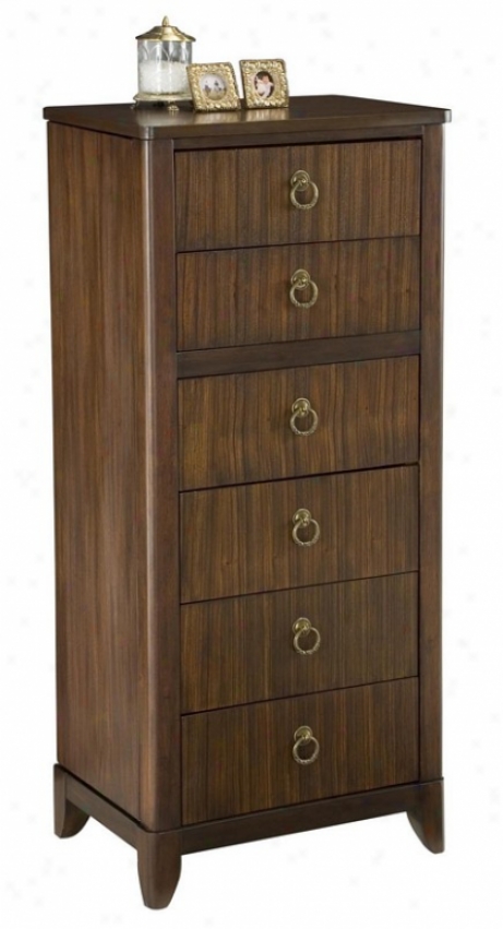 Jewelry Armoire With Circular Handlles In Mahogany Finish