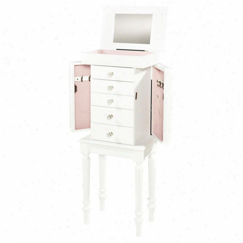 Jewelry Armoire With Five Drawers In Pure Finish