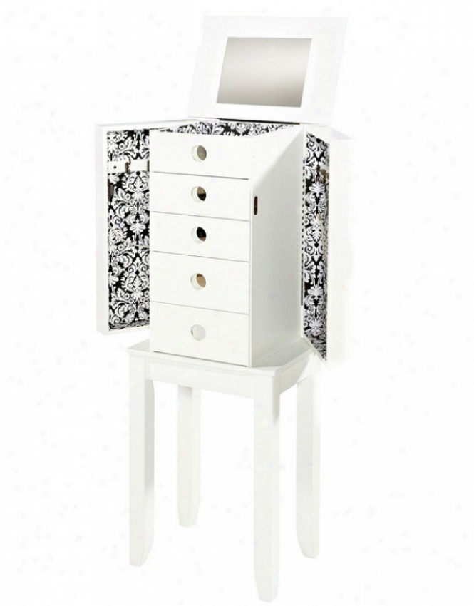 Jewelry Armoire With Flora In White Finish