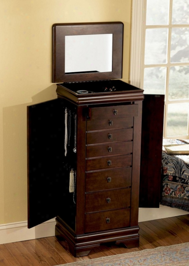 Jewelry Armoire With Louis Philippe Style In Marquis Cherry Finish