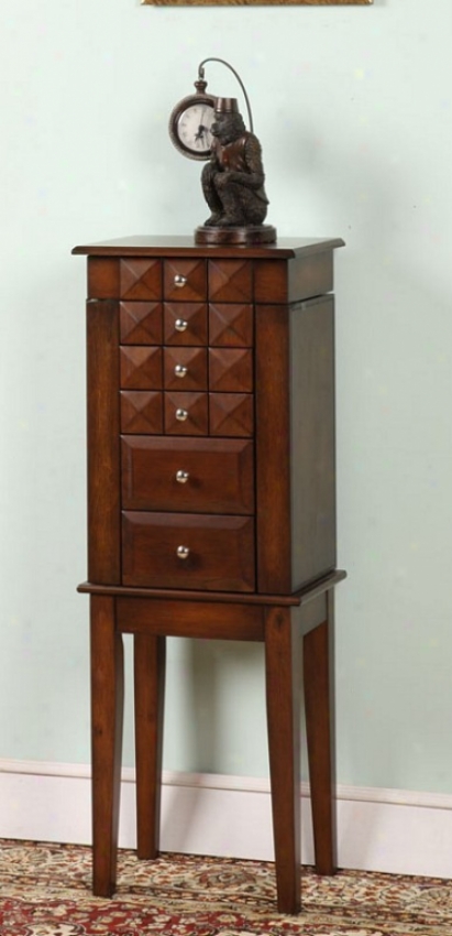 Jewelry Armoire With Pyramid Intention Front In Coffee Finish