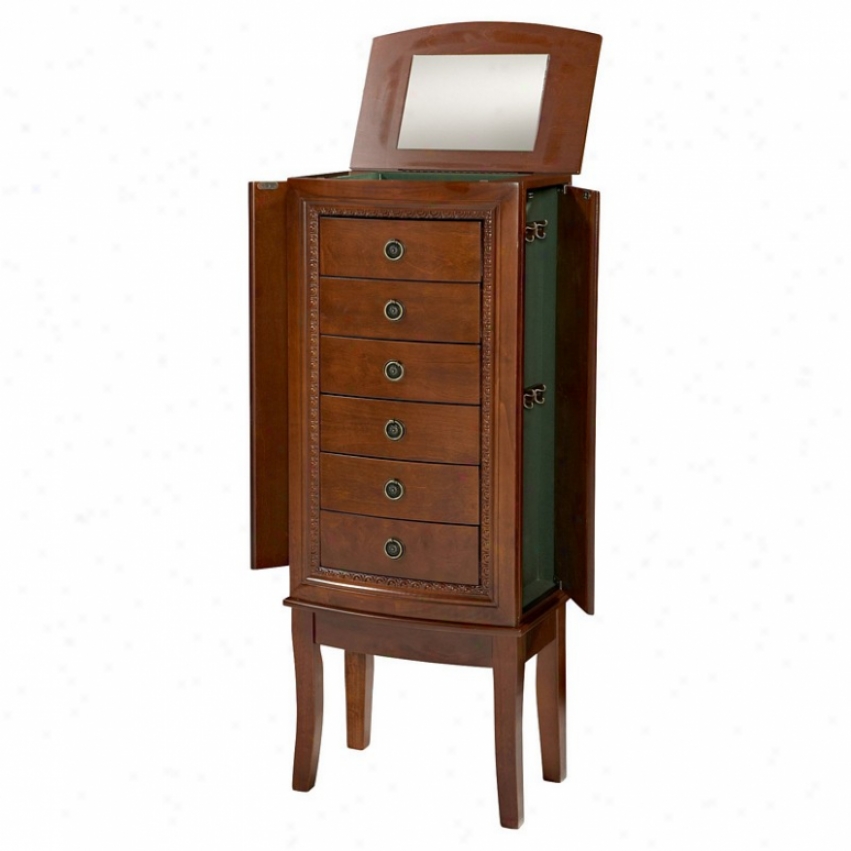 Jewelry Armoire With Six Drawers In Espresso Finiah