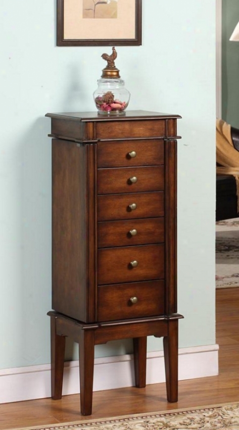 Jewelry Armoire With Straight Legs In Coffee End