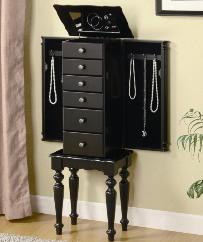 Jewels Armoire With Turned Post Legs In Black Finish