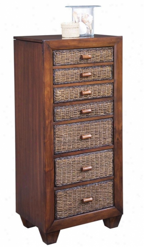 Jewelry Armoire With Woven Drawers In Cocoa Finish