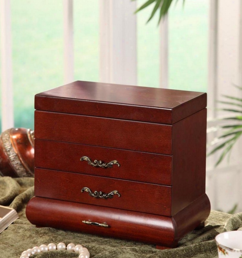 Jewelry Box With Decorative Handles In Coffee Finish