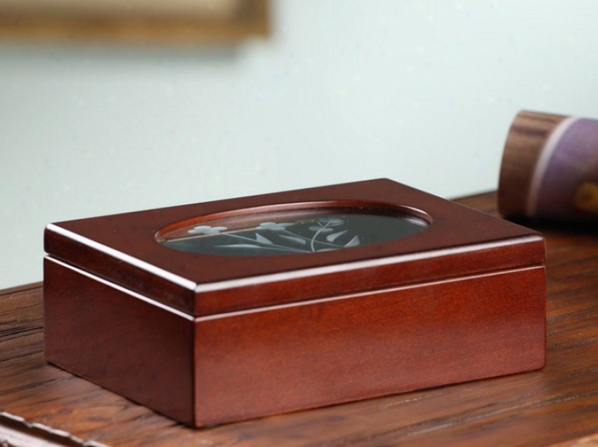 Jewelry Box With Floral Print In Coffee Finish